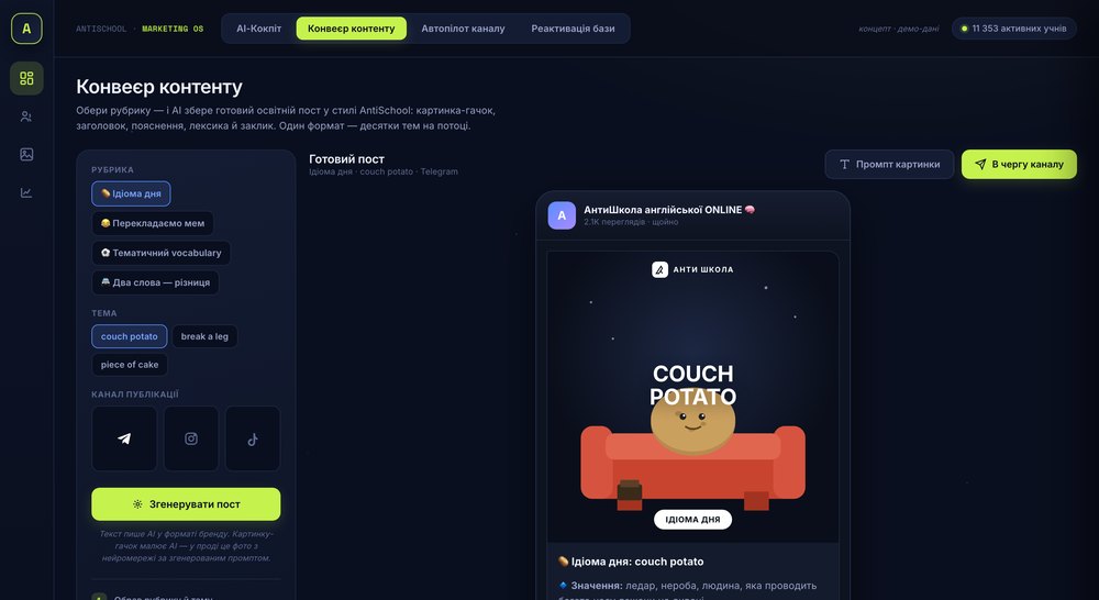 AntiSchool — конвеєр контенту